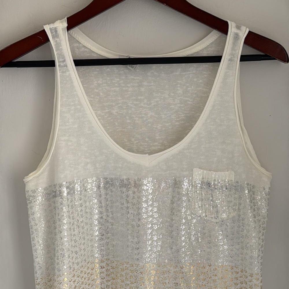 Tempo Paris White and Silver Tank Top - Picture 3 of 9